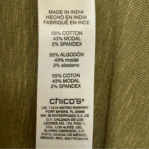 Chicos Olive Green Sleeveless Asymmetrical Hem Midi Length Minimalist Dress - Picture 8 of 9